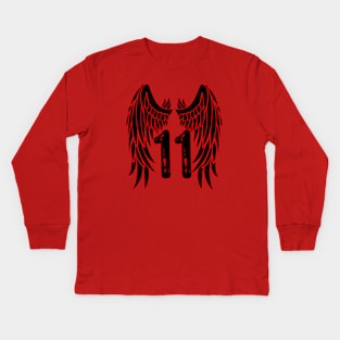 Number Eleven Angel Wings Kids Long Sleeve T-Shirt